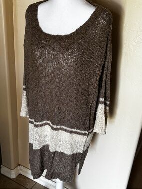Easel Taupe and Cream Women’s Knit Sweater Tunic. Size S/M